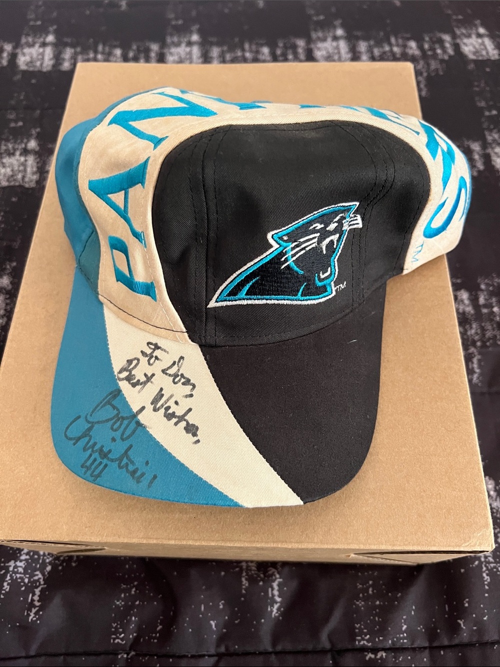 90s Carolina Panthers Swirl Snapback SIGNED